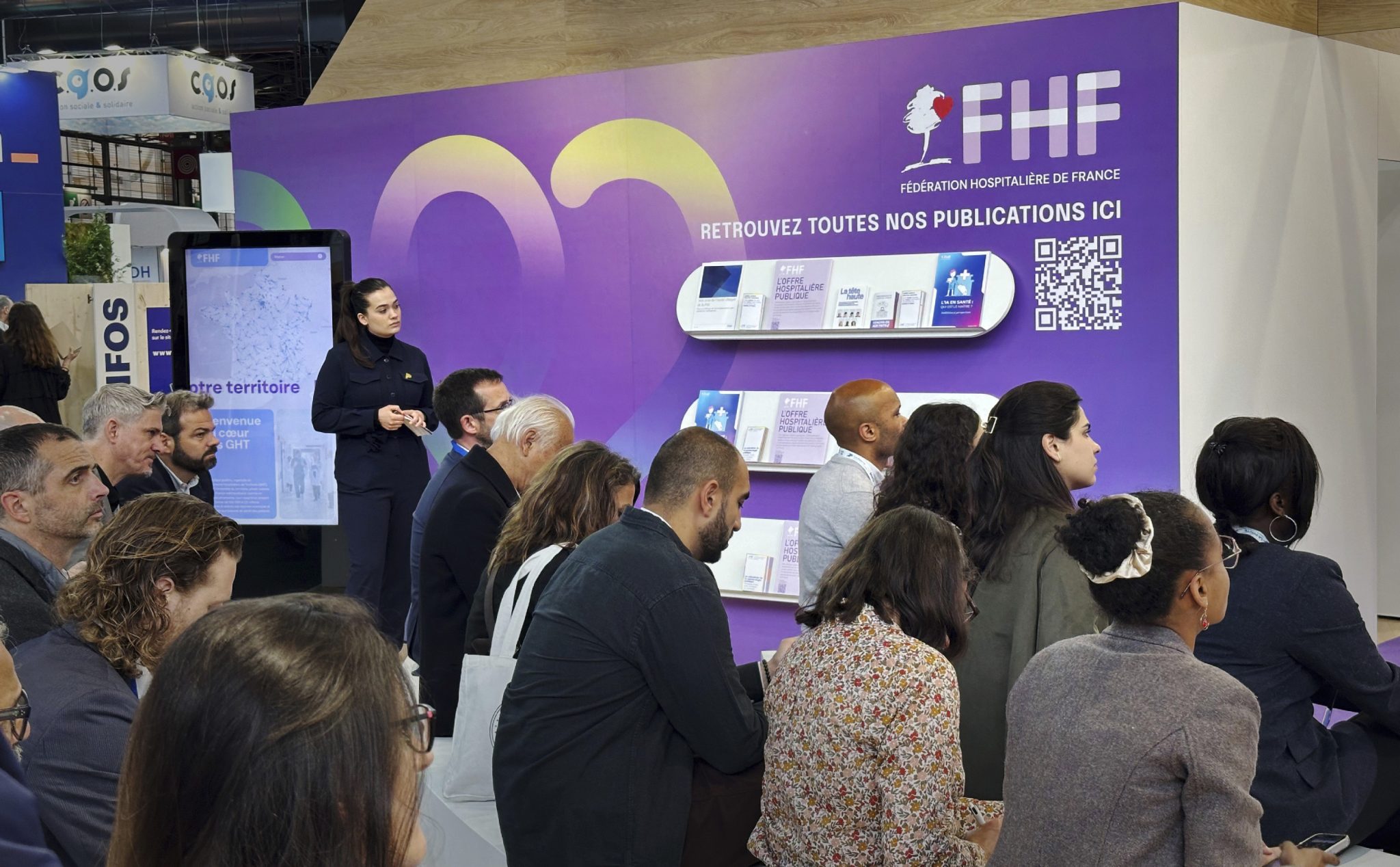 Santexpo, présentation de la borne interactive des CGHT de la FHF.